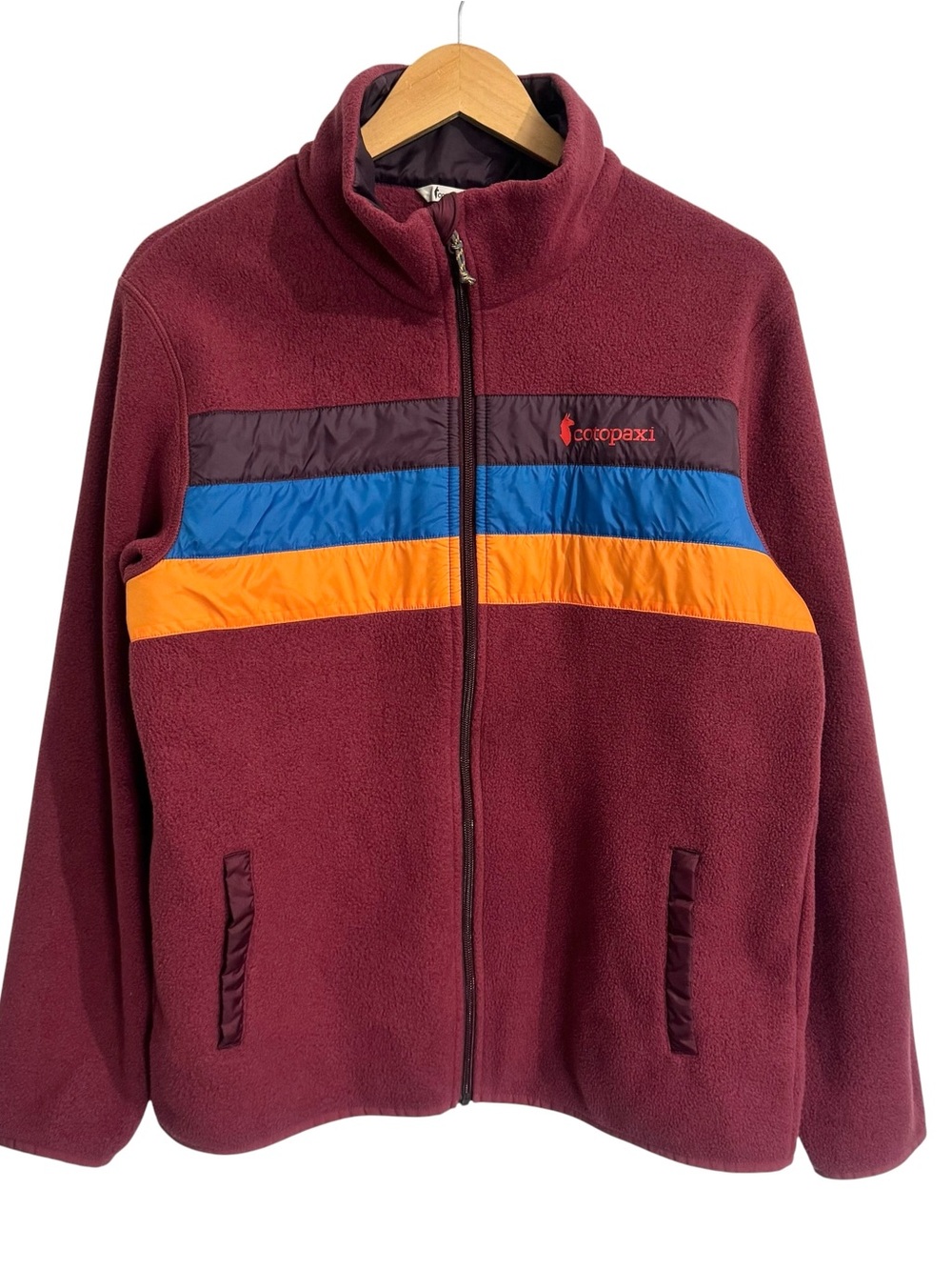 Cotopaxi Men’s Teca Full-Zip Fleece Jacket M Outdoors Hiking Maroon Multicolored